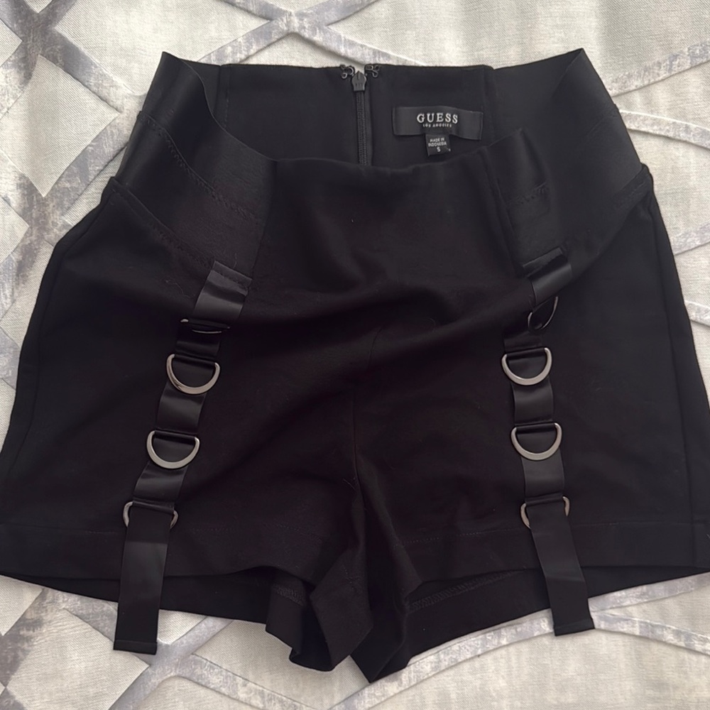 GUESS Black Women's Shorts with Strap Details